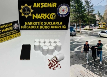 Akşehir’de otobüste 700 adet uyuşturucu hap ele geçirildi