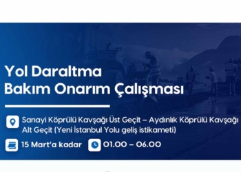 Konya’da yol daraltma ve bakım onarım çalışması