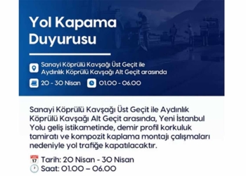 Konya’da gece saatlerinde yol kapatma uyarısı