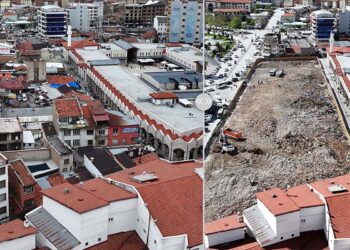 Konya Peynir Pazarı’nda binaların yıkımı tamamlandı